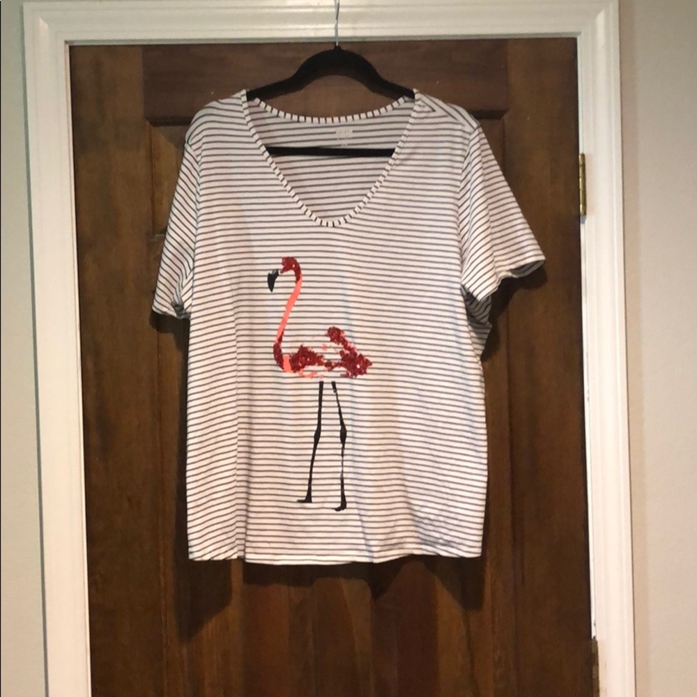 AVENUE BLACK & WHITE FLAMINGO TEE SZ 22-24
